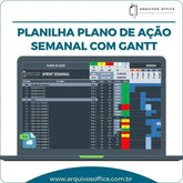 Planilha Plano de Ação Semanal com Gantt Darkmode Loja das Planilhas